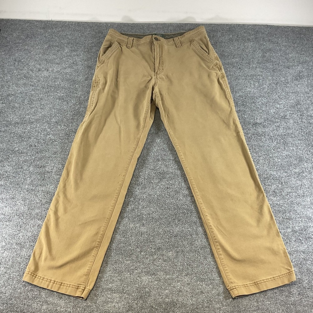 GH Bass & Co Mens Khaki Cargo Pants 34x34 Relaxed Straight Casual Cotton Tan